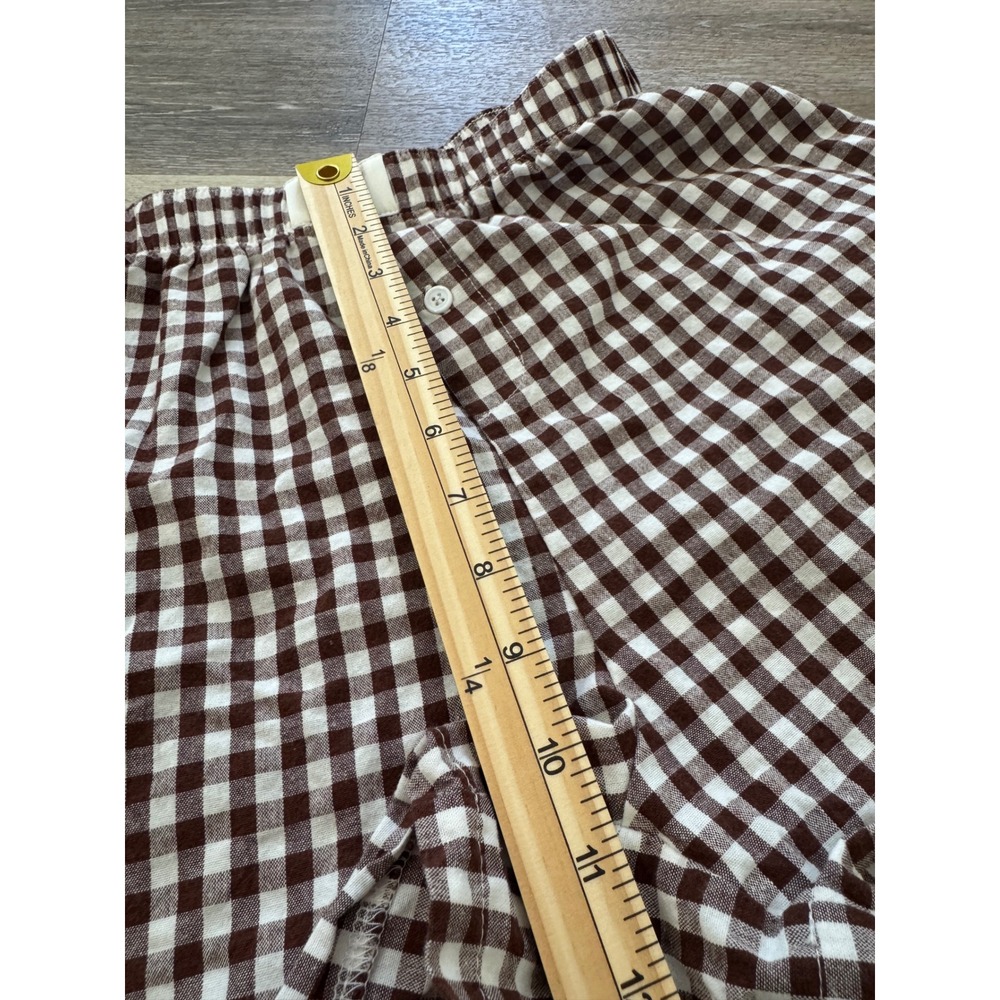 Anrabess Womens Gingham Shorts Set 2 Red Brown Checkered Rayon Small - Picture 8 of 9